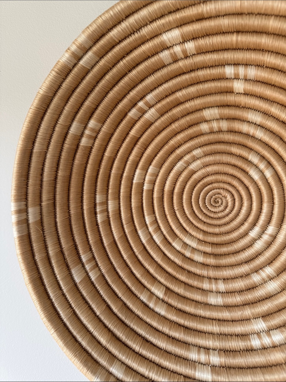 Handwoven Round Woven Wall Basket - Natural & White
